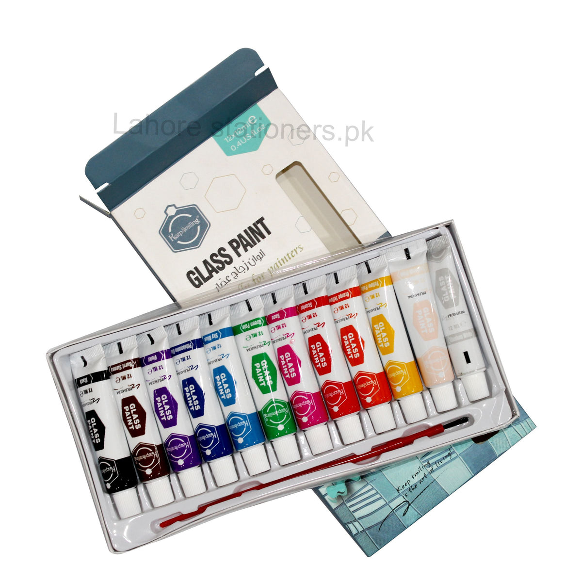 Keep Smiling Glass Paints Pack of 12 Assorted Colors