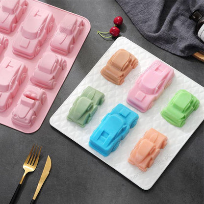 Kiddo Art Car Shape Silicone Mold 6 Cavity Car Mold for Chocolate, Resin, Cement, Concrete & Crafts