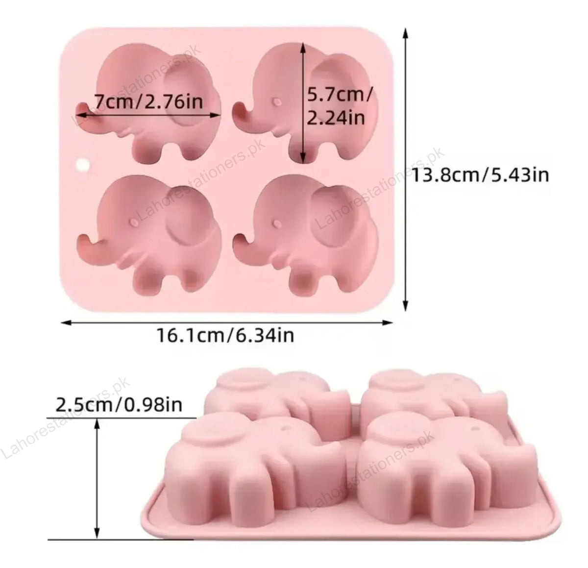 Kiddo Art Elephant Silicone Mold – 4 Cavity Mold for Chocolate, Candy, Soap, Resin & Crafts