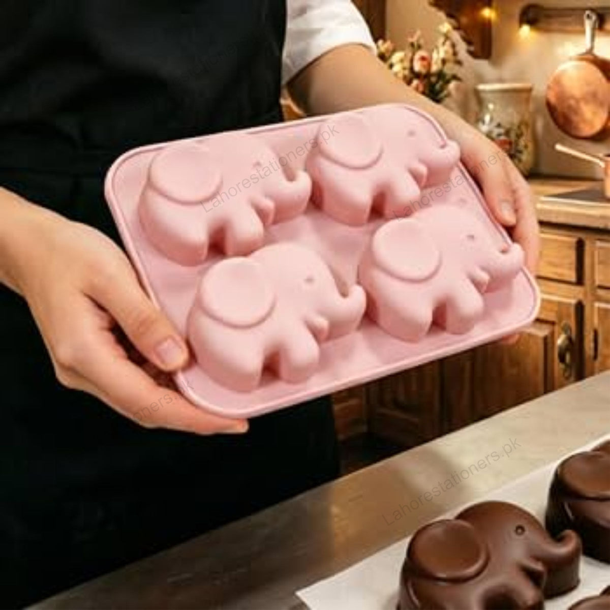 Kiddo Art Elephant Silicone Mold – 4 Cavity Mold for Chocolate, Candy, Soap, Resin & Crafts