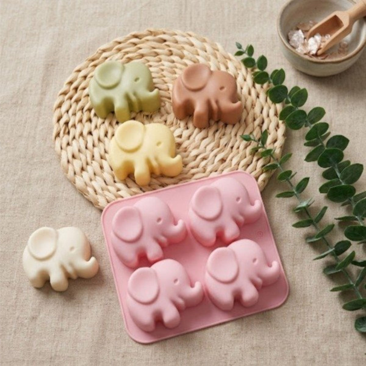 Kiddo Art Elephant Silicone Mold – 4 Cavity Mold for Chocolate, Candy, Soap, Resin & Crafts