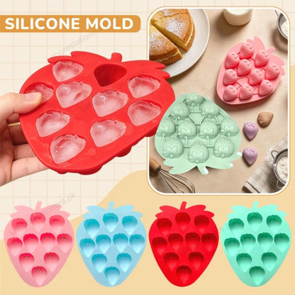 Kiddo Art Strawberry Shaped Silicone Mold – Ice Cube, Chocolate, Candy, Jelly & Baking