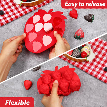 Kiddo Art Strawberry Shaped Silicone Mold – Ice Cube, Chocolate, Candy, Jelly & Baking