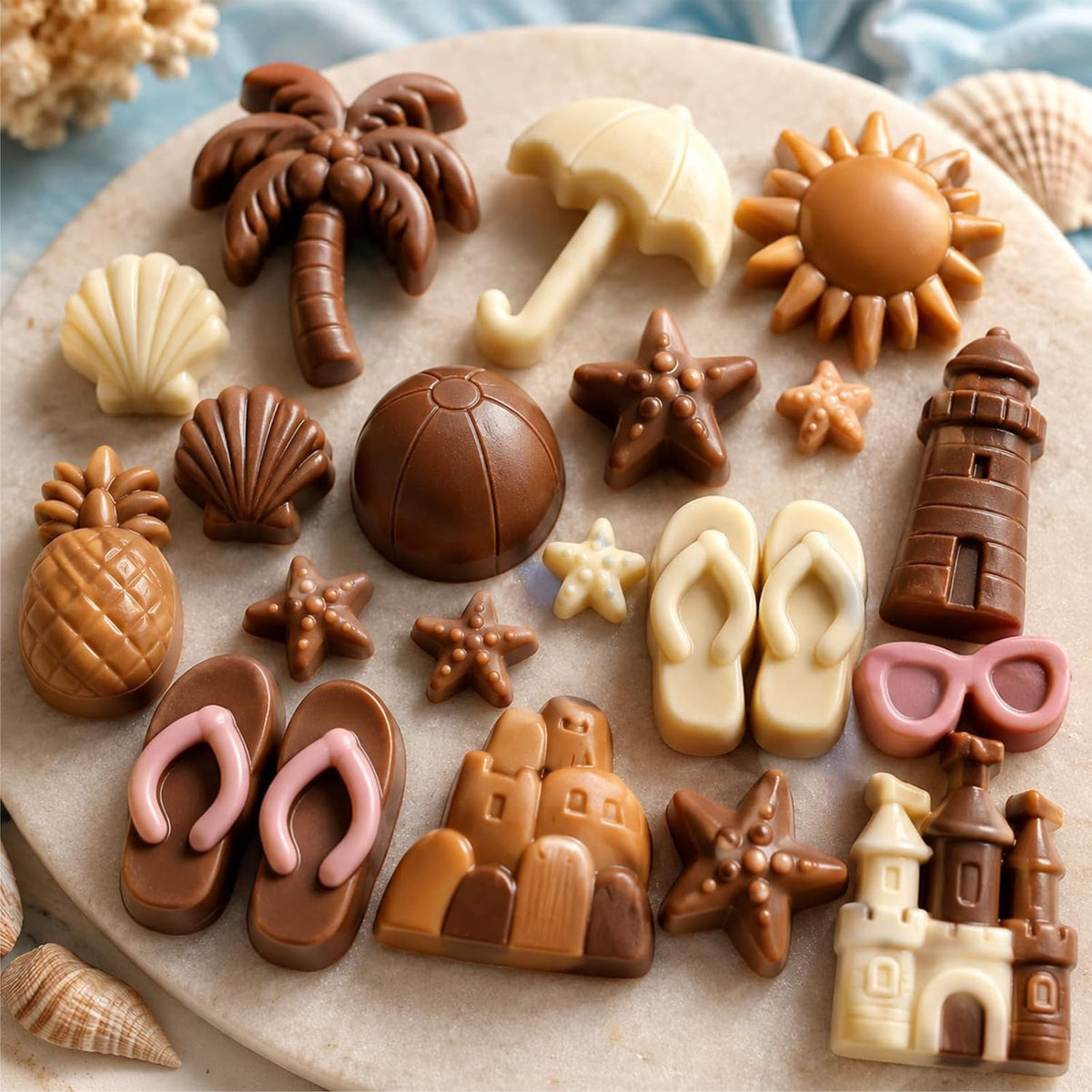 Kiddo Art Summer Beach Silicone Mold for Chocolate, Candy, Soap, Resin, Fondant & Ice