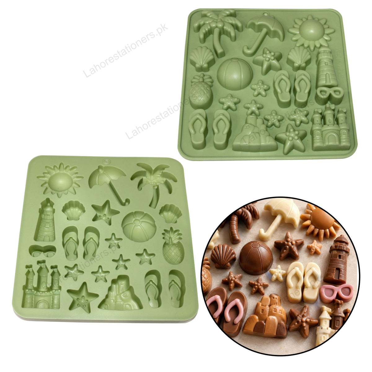 Kiddo Art Summer Beach Silicone Mold for Chocolate, Candy, Soap, Resin, Fondant & Ice
