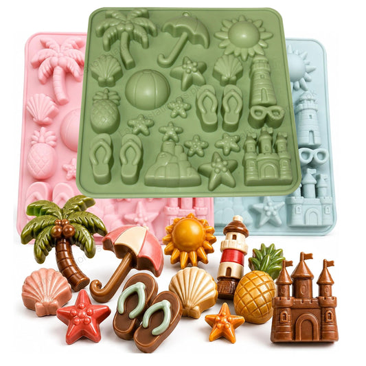 Kiddo Art Summer Beach Silicone Mold for Chocolate, Candy, Soap, Resin, Fondant & Ice