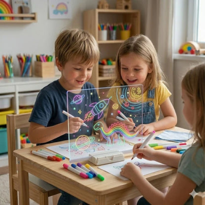 Acrylic Luminescent Writing Lamp LED Board with Markers – Erasable Writing Pad for Kids