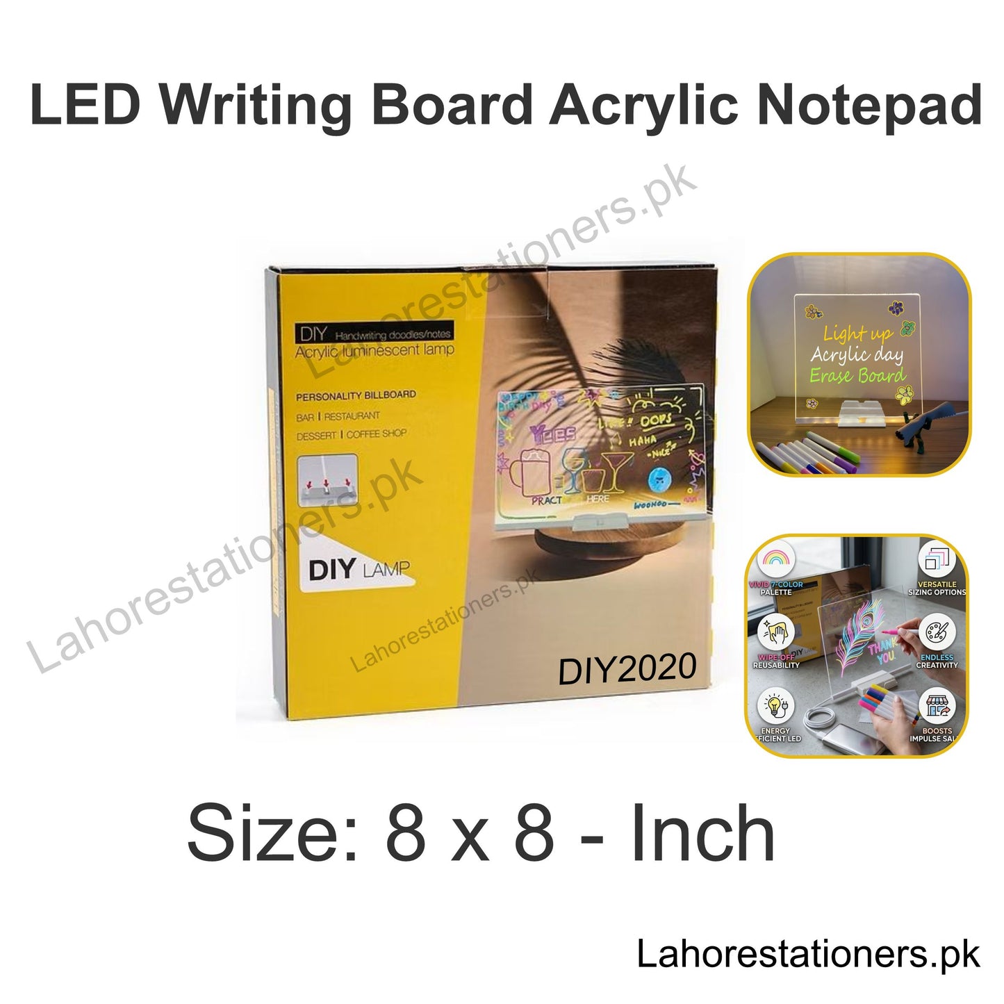 Acrylic Luminescent Writing Lamp LED Board with Markers – Erasable Writing Pad for Kids