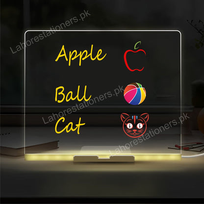 Acrylic Luminescent Writing Lamp LED Board with Markers – Erasable Writing Pad for Kids