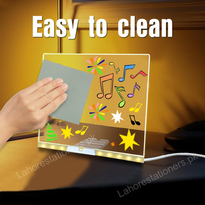 Acrylic Luminescent Writing Lamp LED Board with Markers – Erasable Writing Pad for Kids