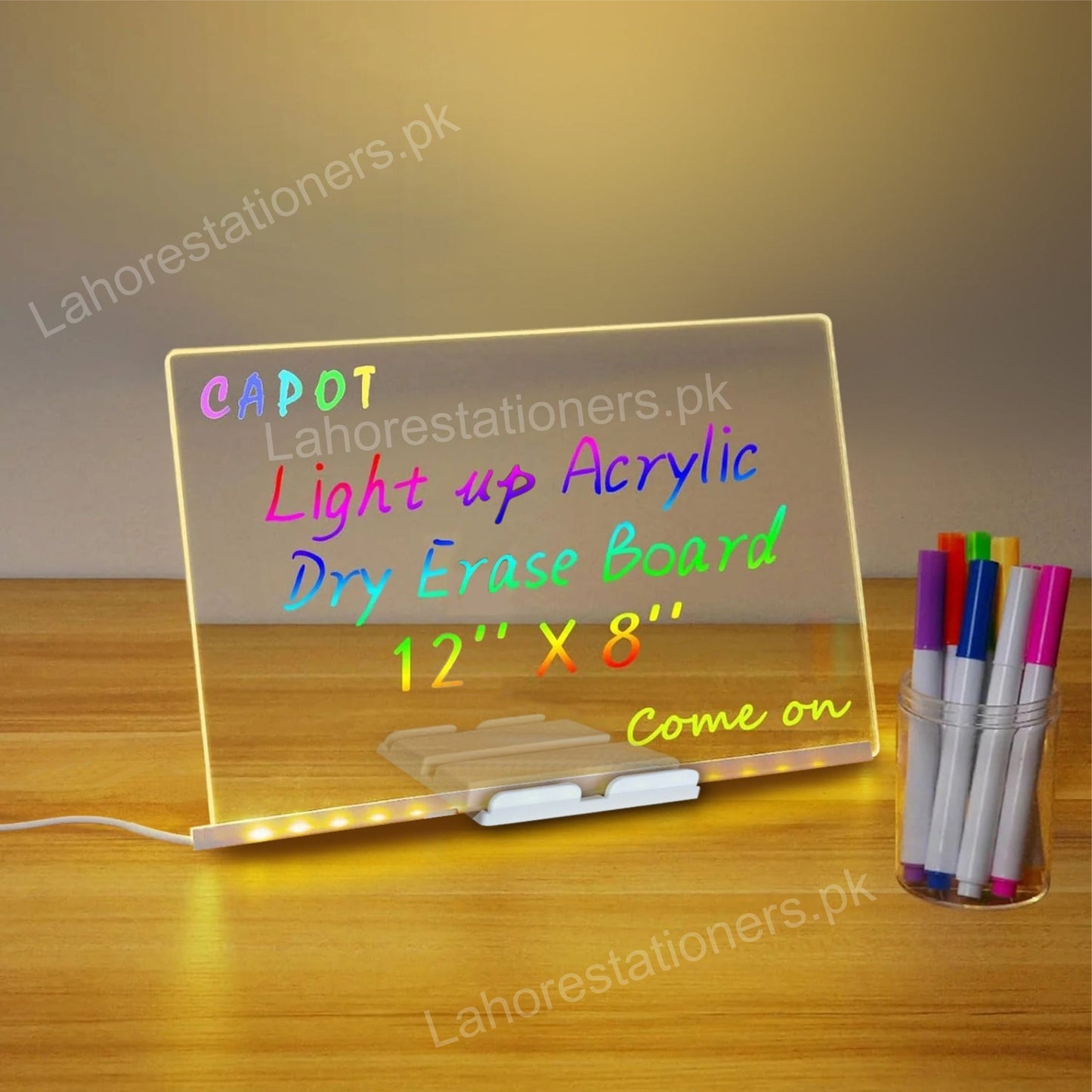 Acrylic Luminescent Writing Lamp LED Board with Markers – Erasable Writing Pad for Kids
