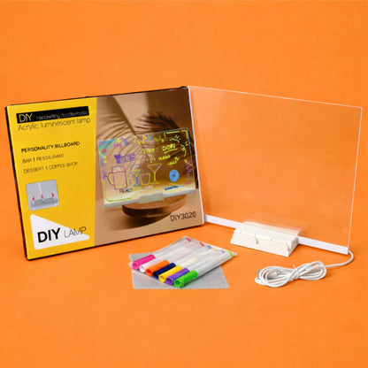 Acrylic Luminescent Writing Lamp LED Board with Markers – Erasable Writing Pad for Kids