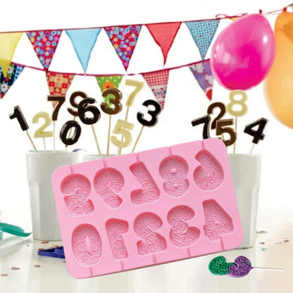 Number Lollipop Silicone Mold for Candy Chocolate & Resin Crafts