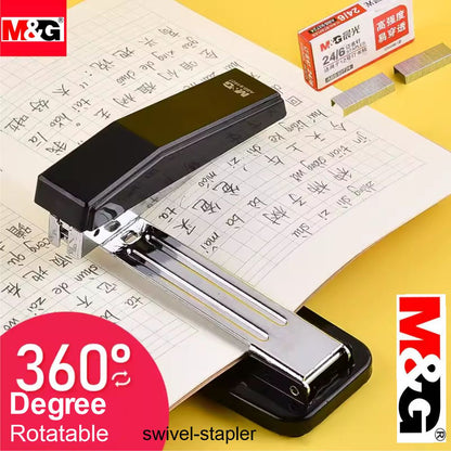 M&G High Quality Manual Rotatable Stapler 24/6, 26/6, Staples Student Business Document Binding Tool