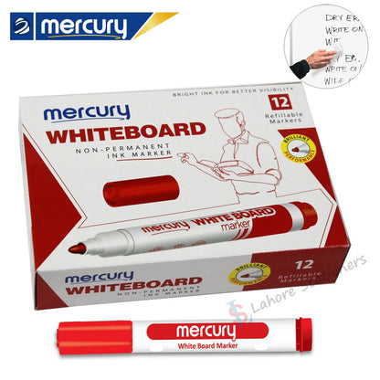 Mercury Whiteboard Marker Round Tip Refillable - Red, Single Piece