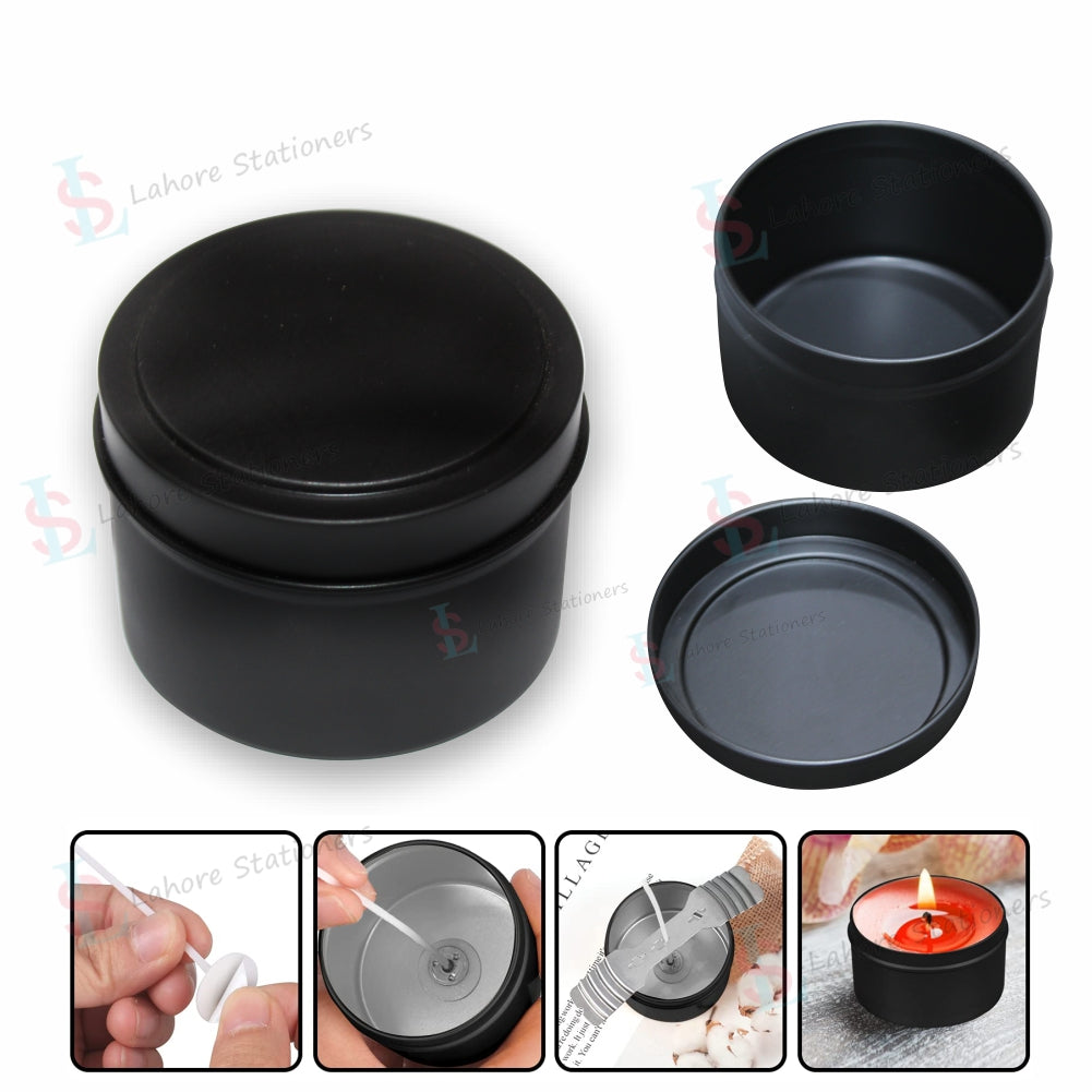 Black Metal Candle Jars Empty  for Gift Jewelry Storage Tin Box