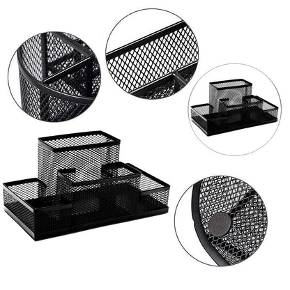 Metal Desk Organizer Holder With 4 Compartments