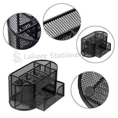 Metal Mesh Office Desk Organizer with 9 Compartments