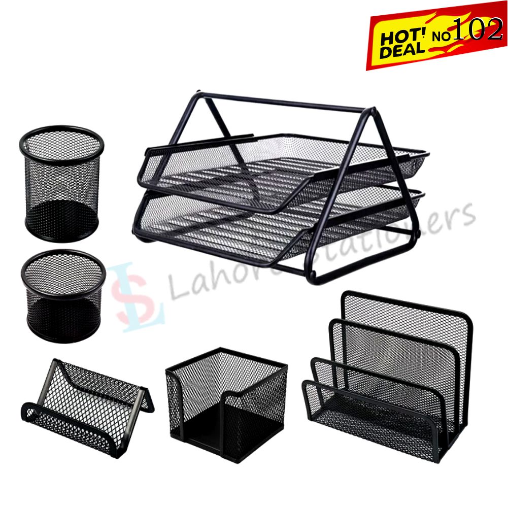 Deal 102: Office Table Letter Tray 2 Step Metal Mesh Organizer Set