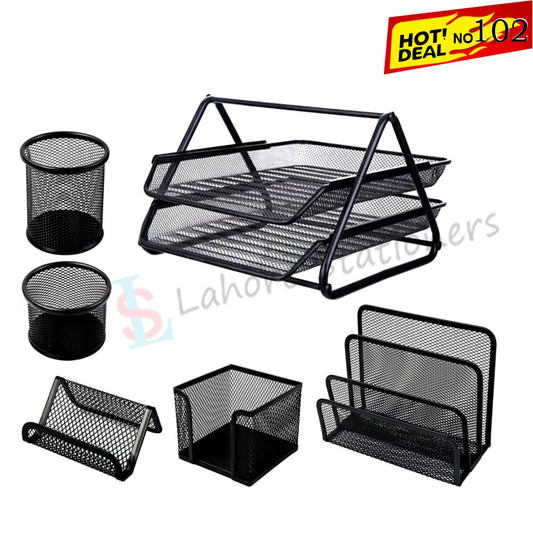 Deal 102: Office Table Letter Tray 2 Step Metal Mesh Organizer Set