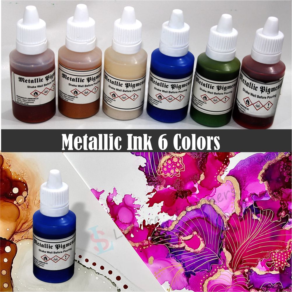 Metallic Ink Refills Metallic Alcohol Ink 6 Colors Set – Lahore Stationers