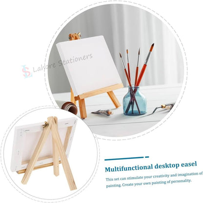 Wooden Easel Mini Stands & Canvases Deal