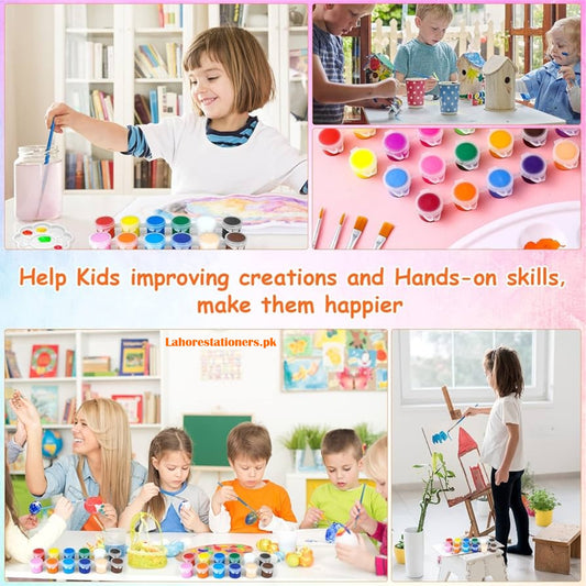 Mini paint pot set  Acrylic Paint with Paint Brushes strips Kids DIY painting kit supply