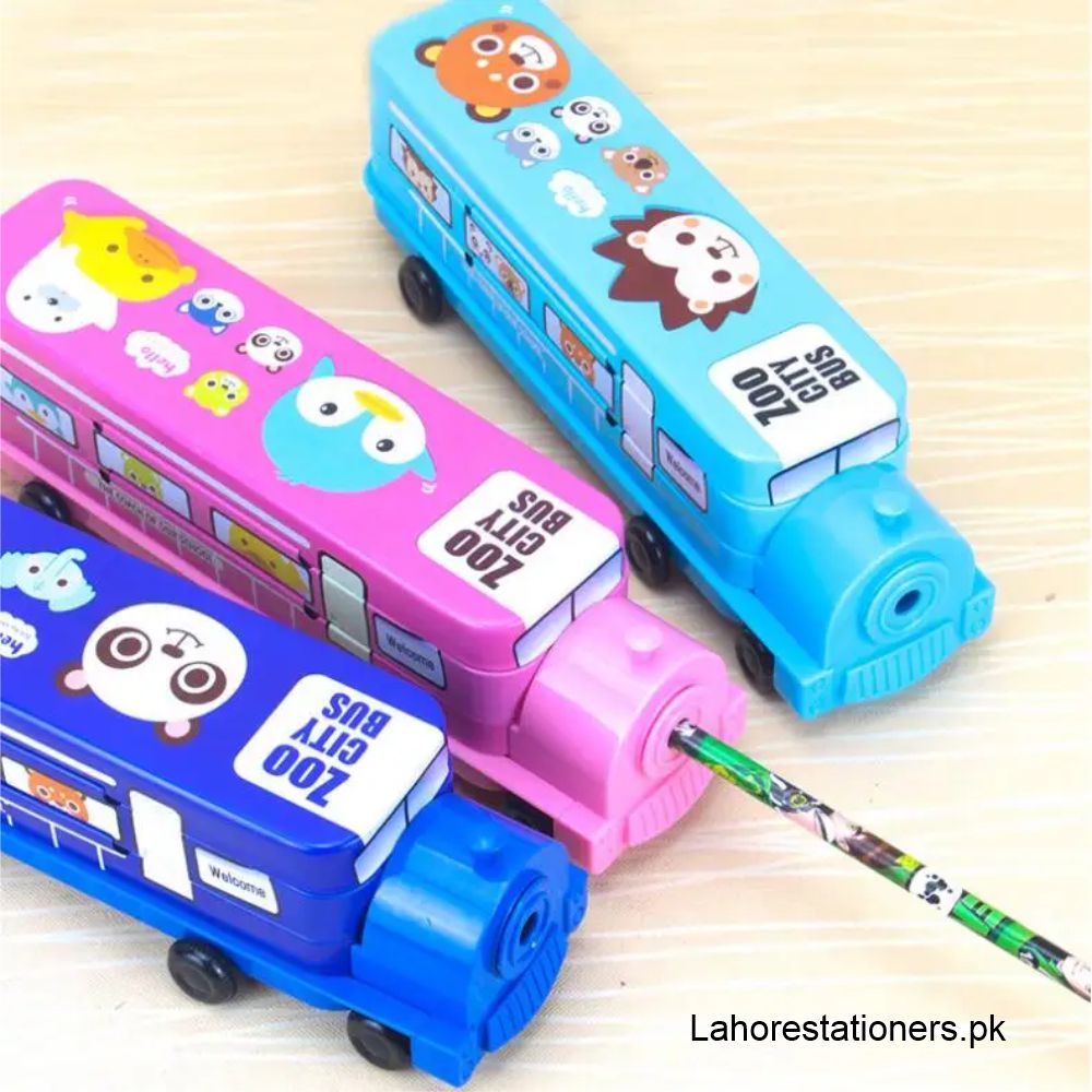 Metal Geometry Box School Bus/Train With Sharpener