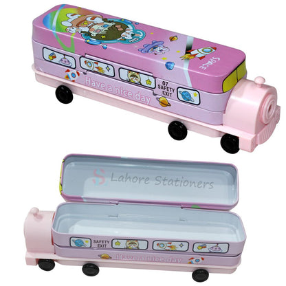 Metal Geometry Box School Bus/Train With Sharpener
