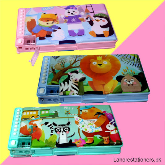 Multipurpose Big Size Jumbo Magnetic Dual Side Plastic Pencil case Geometry Box