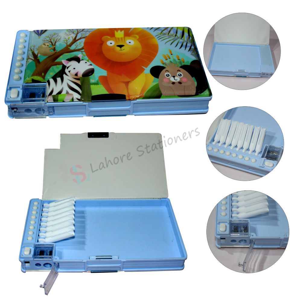 Multipurpose Big Size Jumbo Magnetic Dual Side Plastic Pencil case Geometry Box