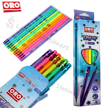 ORO Trypop Lead Pencil with Eraser Pack of 12