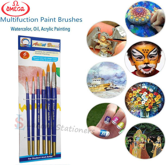 Omega Artist Round Tip Brush Set of 6 Pcs