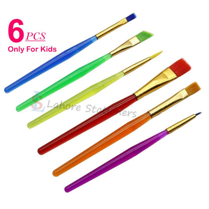 Art Paint Brush Set Craft Painting Brushes with Transparent Handles For Kids 6 Pcs