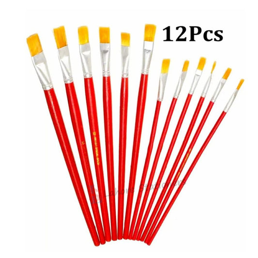 Artist Brushes Pack of 12 Different Sizes Flat Brush