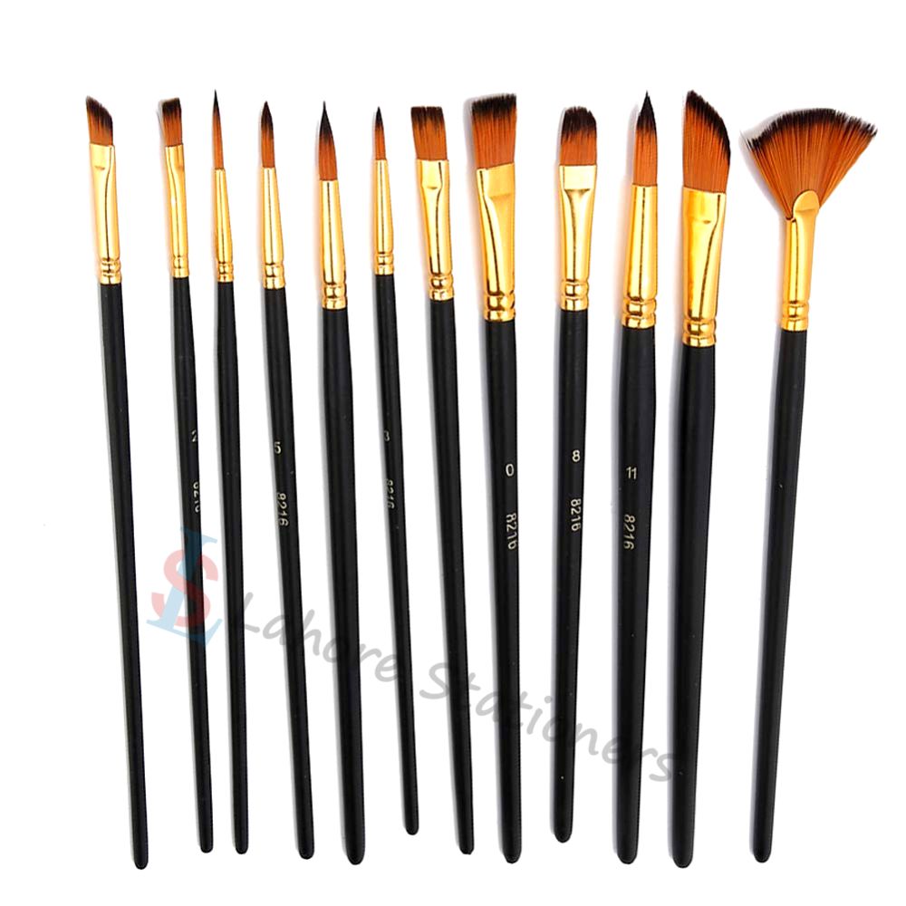 12 Pcs Artist Paint Brush Set for Watercolor, Oil & Acrylic Paints
