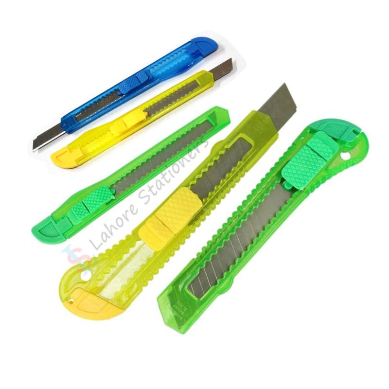 Paper Cutter Knife Adjustable Blade Lock Transparent Mix Color Single Piece