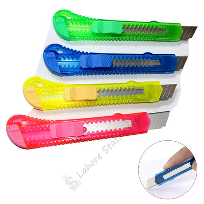 Paper Cutter Knife Adjustable Blade Lock Transparent Mix Color Single Piece