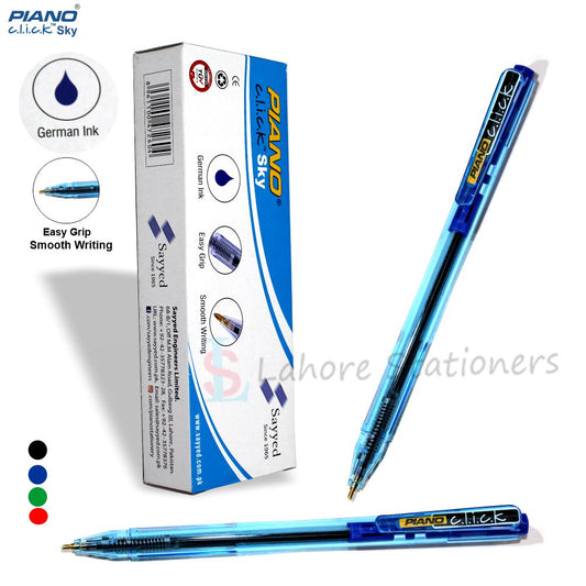 Piano Click Sky Ballpoint Pen Pack of 10 Smooth Writing Ballpoint Pens for School & Office