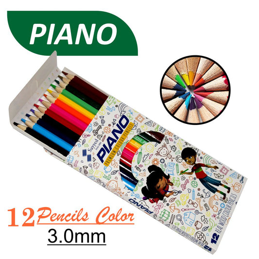 Piano Premium 12 Colour Pencils Full Size High Quality