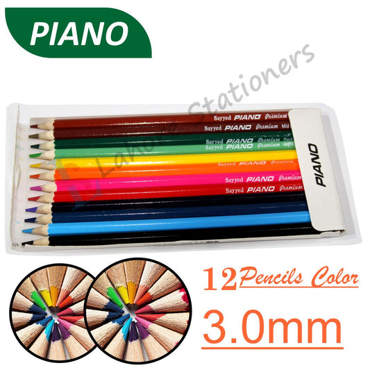 Piano Premium 12 Colour Pencils Full Size High Quality