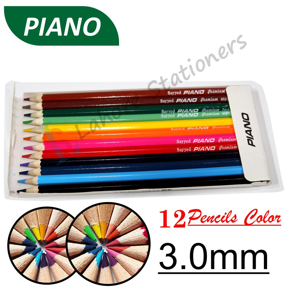 Piano Premium 12 Colour Pencils Full Size