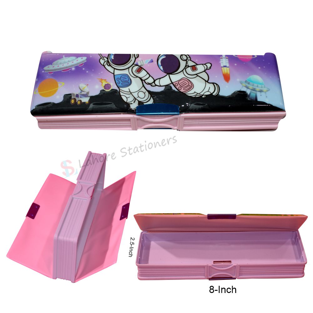 Plastic Pencil Case Magnetic Lock Geometry Box For Student Gifting Purpose
