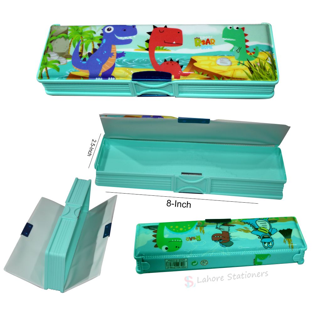 Plastic Pencil Case Magnetic Lock Geometry Box For Student Gifting Purpose