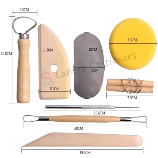 Keep Smiling Pottery Tool Kit For Clay Artist Set 8 Pcs Different Shape
