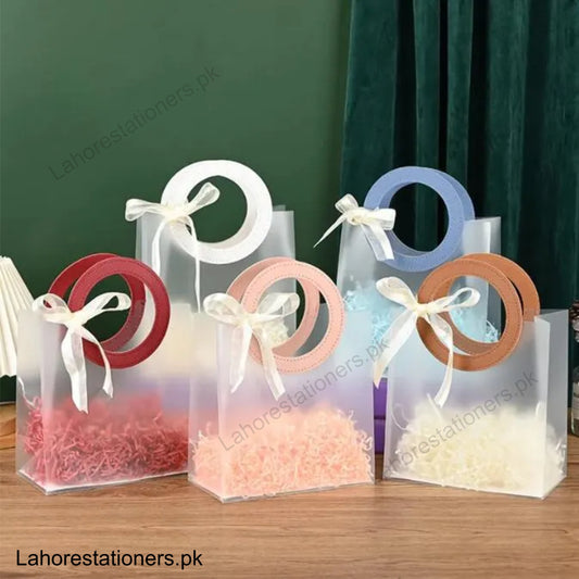 Gift Bag PVC Premium Transparent with Leather Webbing Handle