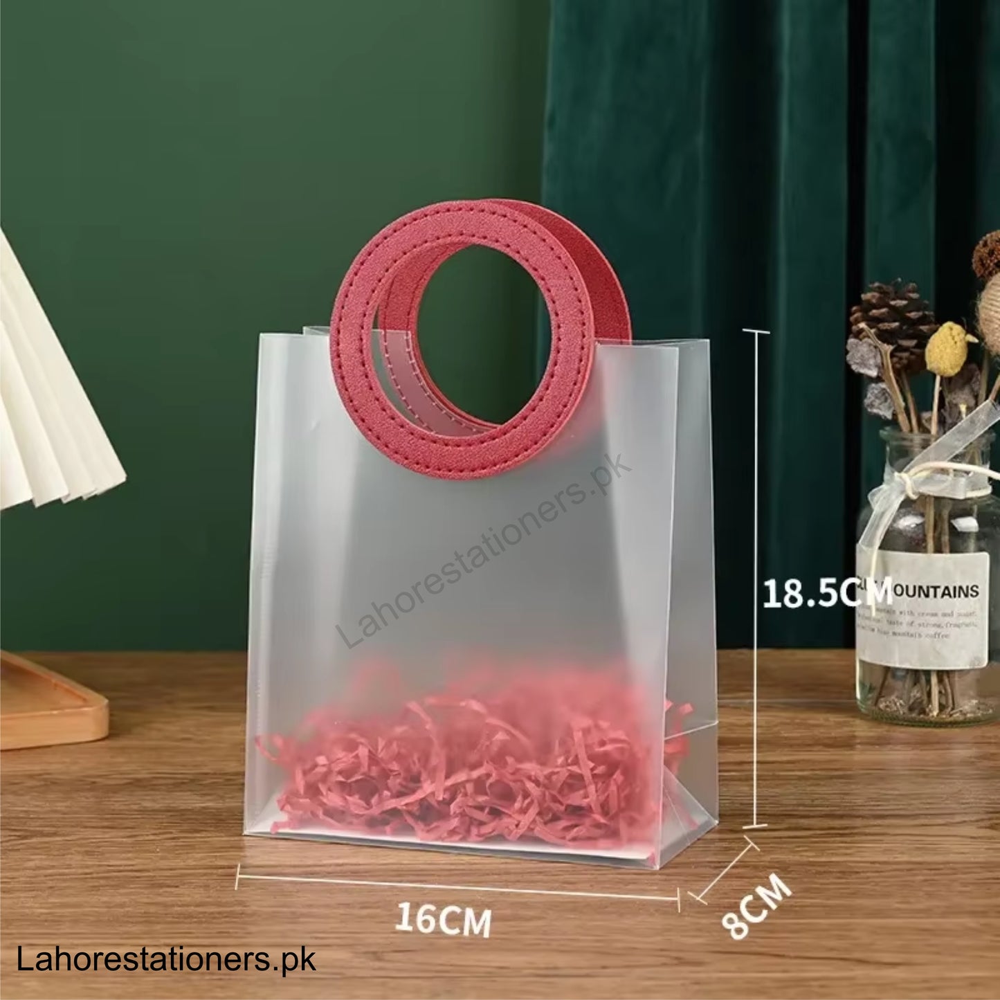 Premium Transparent PVC Gift Bag with Leather Webbing Handle