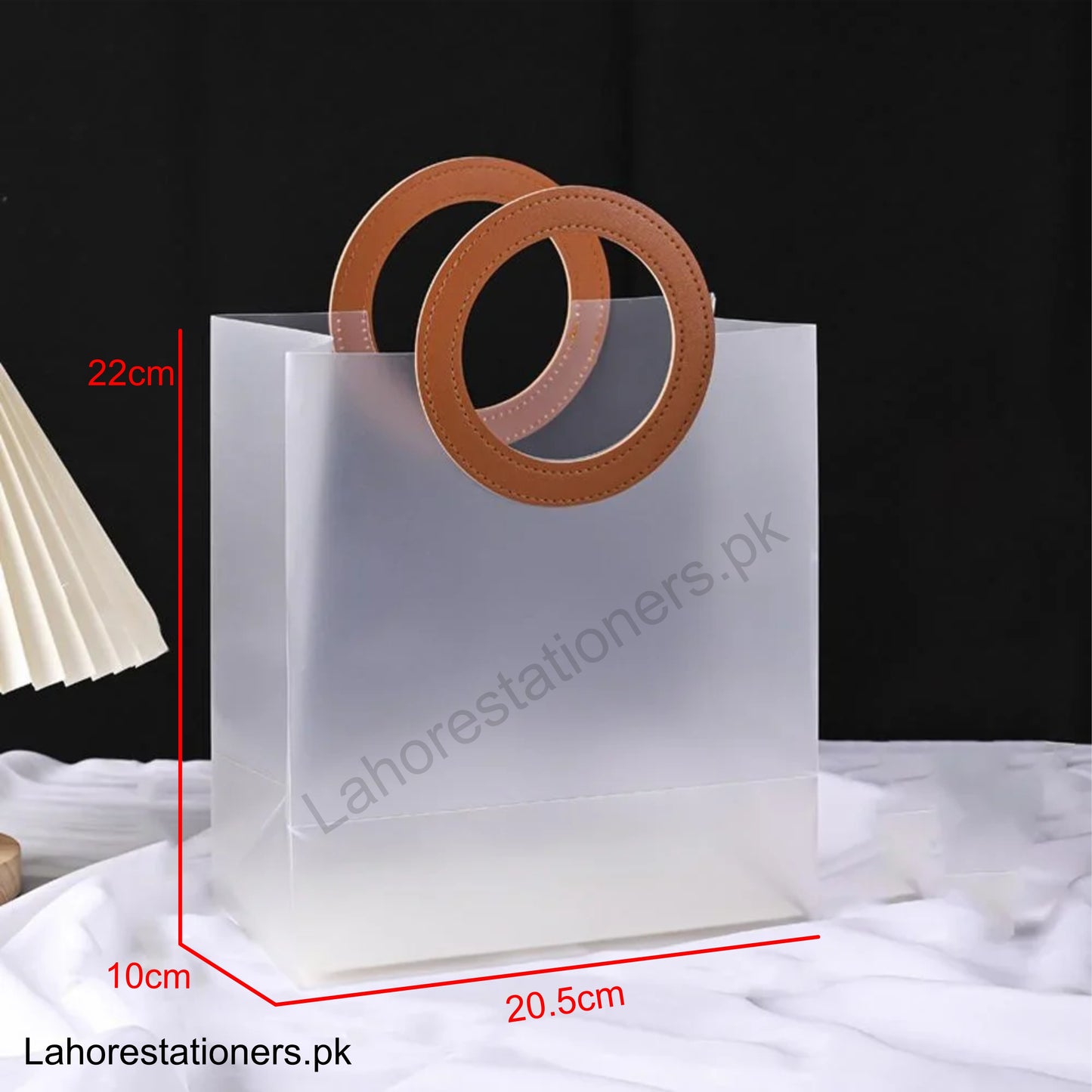Premium Transparent PVC Gift Bag with Leather Webbing Handle