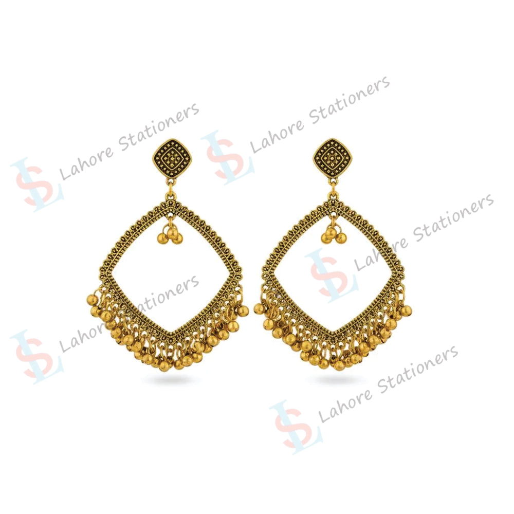 Resin Jhumka Earrings Base with Jump Rings Beads Pair Square Design