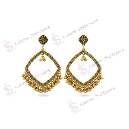 Resin Jhumka Earrings Base with Jump Rings Beads Pair Square Design